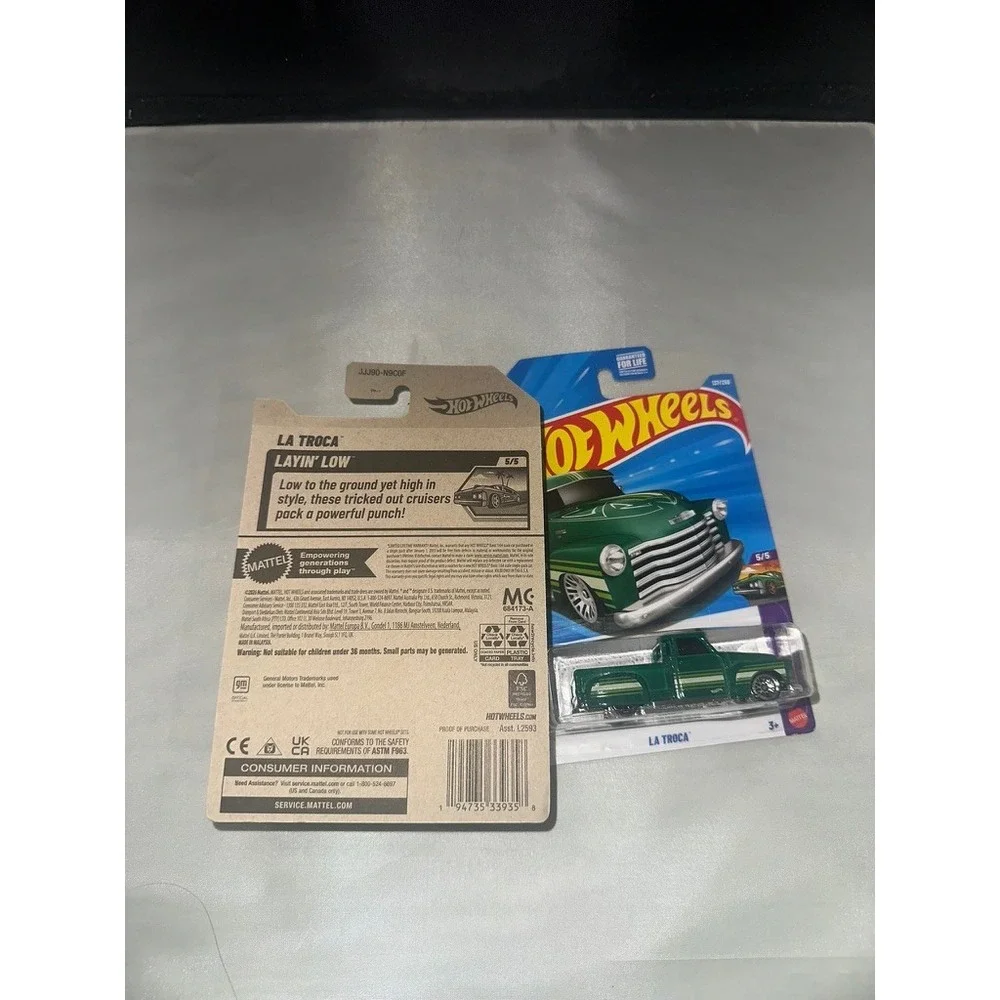 Hot Wheels La Troca Green Layin Low 5/5 137/250 Diecast Lowrider Truck Lot of 2